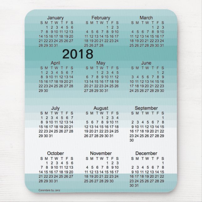 Schattiert Großdruck-Türkis 2018 Kalender durch Mousepad (Vorne)