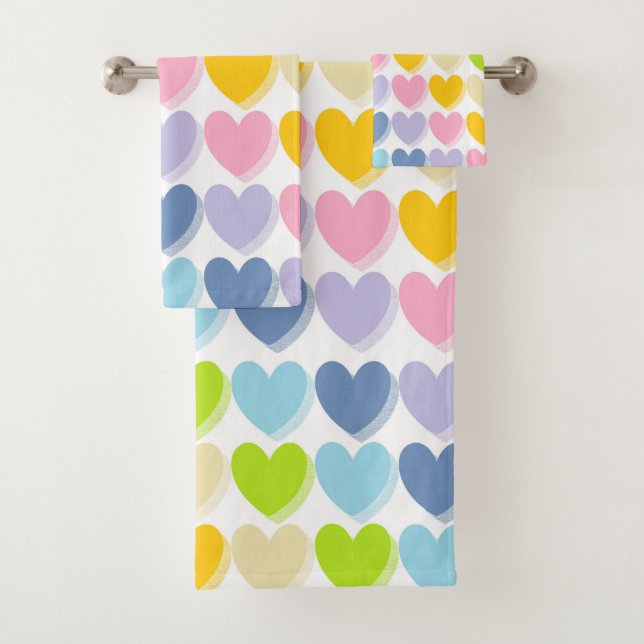 Schattierte Pastel-Regenbogenhörer Badhandtuch Set (Insitu)