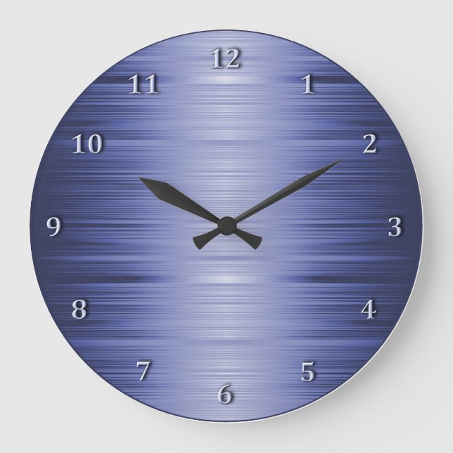 Schattierter Saphire Navy Blue Wall Clock Große Wanduhr (Vorderseite)