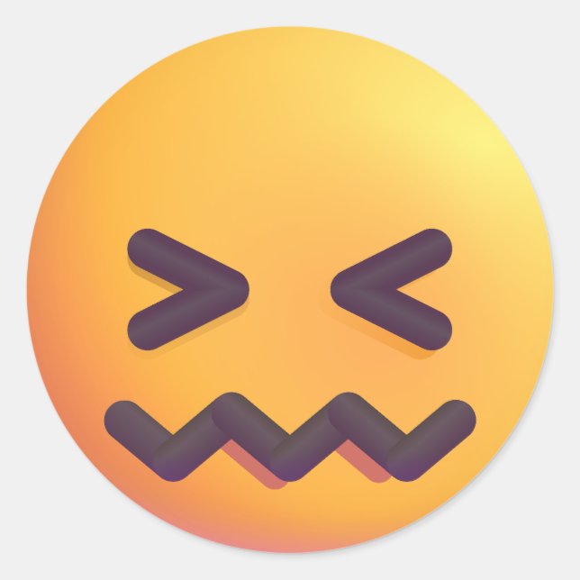 Schattiertes Gesicht Emoji Niedlich Adorable Gelb Runder Aufkleber (Vorderseite)
