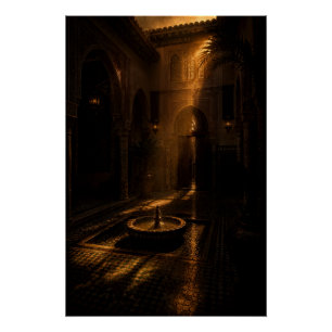 Schattiertes Riad-Brunnenplakat Poster