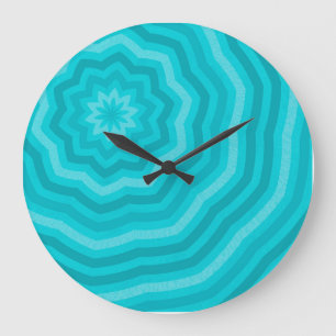 Schattierungen der Abstrakten Blume von Türkis Große Wanduhr