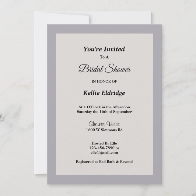 Schattierungen der Gerahmten Brautdusche Einladung (Vorderseite)