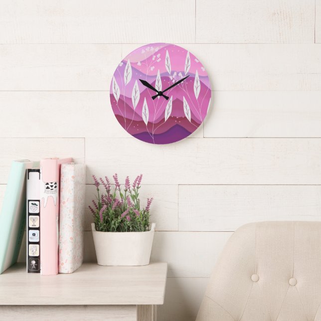Schattierungen der Pink Nature Wall Clock Große Wanduhr (Lesesaal)