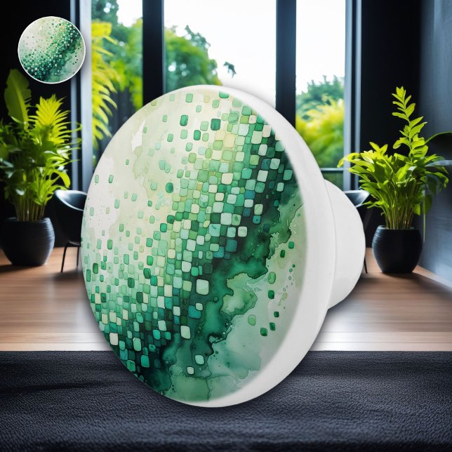 Schattierungen der Plätze der grünen Aquarelltafel Keramikknauf (Von Creator hochgeladen)