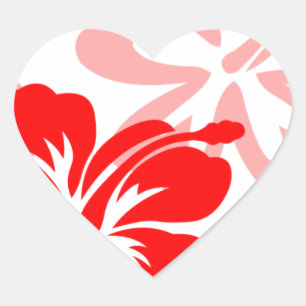 Schattierungen des roten Hibiskus Herz-Aufkleber