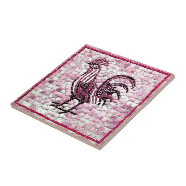 Schattierungen des roten, weißen Mosaikhühnerdesig Fliese (Seite)
