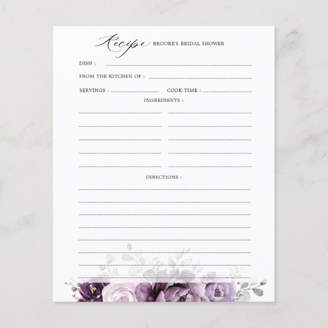 Schattierungen Lila Blooms Brautparty Rezept (Vorderseite)