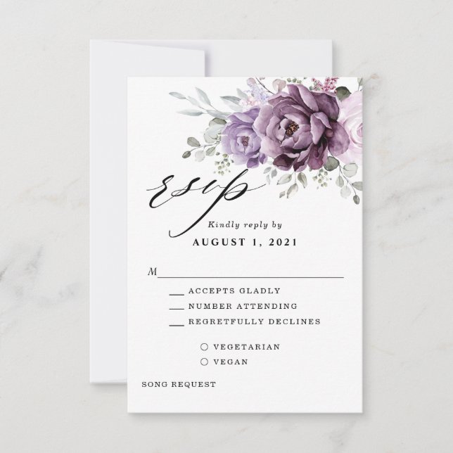 Schattierungen Lila blutiger blutiger Hochzeiten RSVP Karte (Vorderseite)