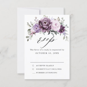 Schattierungen Lila blutiger blutiger Hochzeiten RSVP Karte