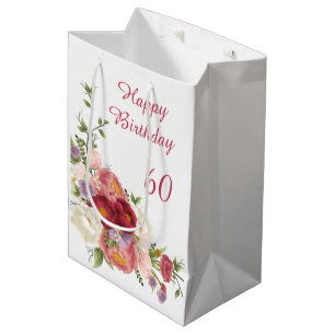 Schattierungen Rosa Weiße Pfingstrose Happy Birthd Mittlere Geschenktüte