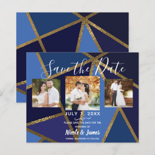 Schattierungen von Blau und Gold Bronze Geometrisc