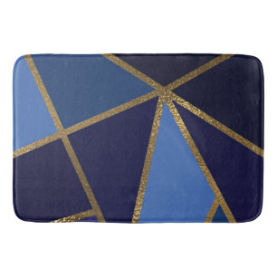 Schattierungen von Blau und Gold Bronze Geometrisc Badematte