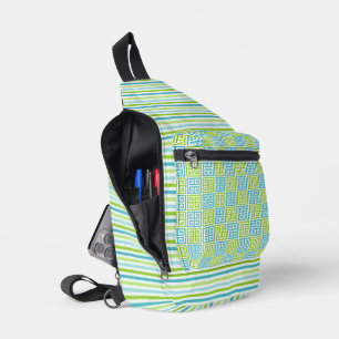SCHATTIERUNGEN VON BLAU UND GRÜNEN STREIFEN GRIECK CROSSBODY BAG