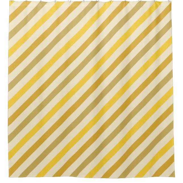 Schattierungen von Gold Diagonal Stripe Moderne Duschvorhang (Vorderseite)