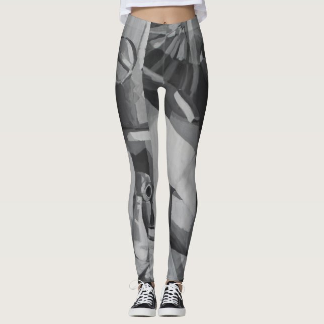 Schattierungen von Grau Abstrakt Leggings (Vorderseite)