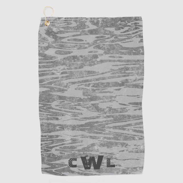 Schattierungen von grauem Holz-Grain-Muster Golfhandtuch (Vorderseite)