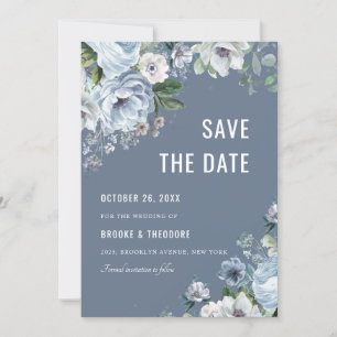 Schattierungen von Gray Dusty Blue Winter Rustikal Save The Date