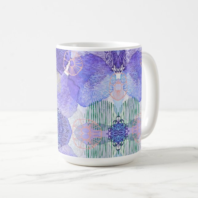 Schattierungen von Lavendel und grünen Abstrakten  Kaffeetasse (VorderseiteRechts)