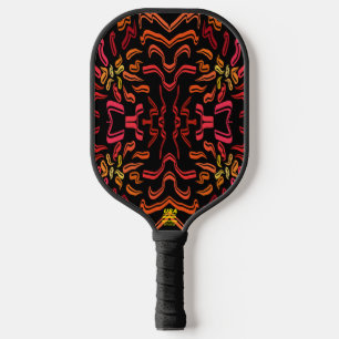 Schattierungen von Orange Rot Gelb Band Kunst Desi Pickleball Schläger