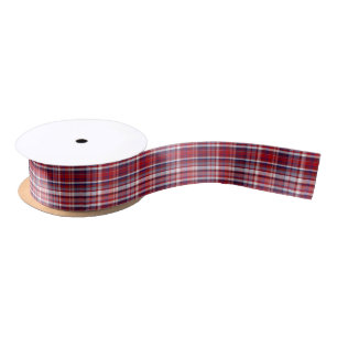 Schattierungen von Rot, Blau, Weiß Preppy Karo LG Satinband