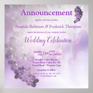 Schattierungen von violetten Purpurorchideen Poster