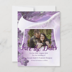 Schattierungen von violetten Purpurorchideen Save The Date