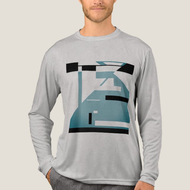 Schattige Aquamarine Black Tribal Art Mosaik Abstr Tri-Blend Shirt (Vorderseite)