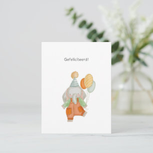 Schattige Olifant Met Ballonnen Gefeliciteerd Postkarte