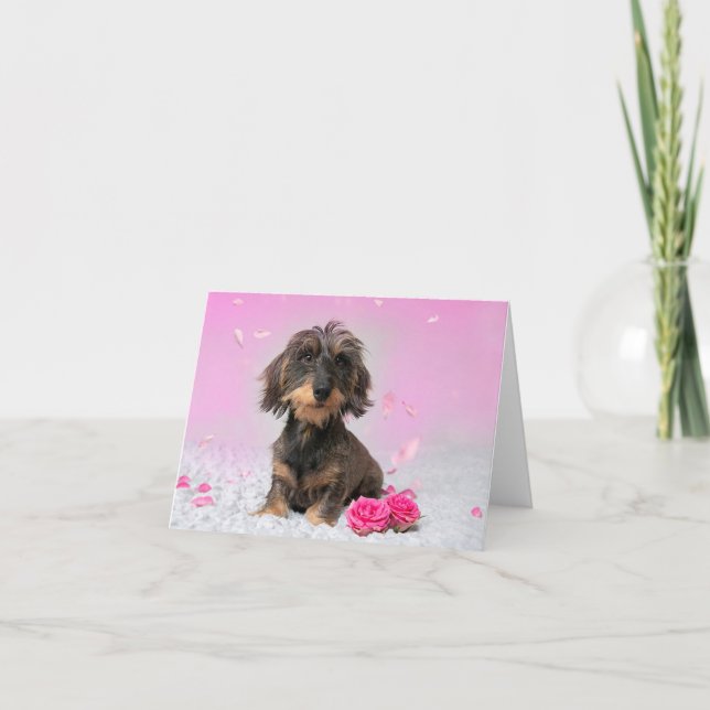 Schattige Teckel Kaart Karte (Vorderseite)