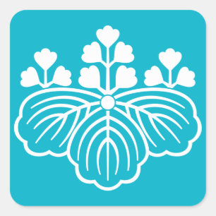 Schattiger Blauglockenbaum mit 5&3 Blüten Quadratischer Aufkleber