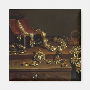 Schatulle Juwelen auf einer Tabelle Magnet