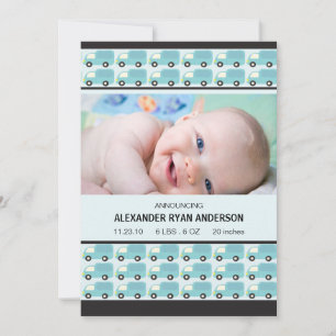 Schatz! Blue Trucks Baby Boy Birth Annoucement Ankündigung
