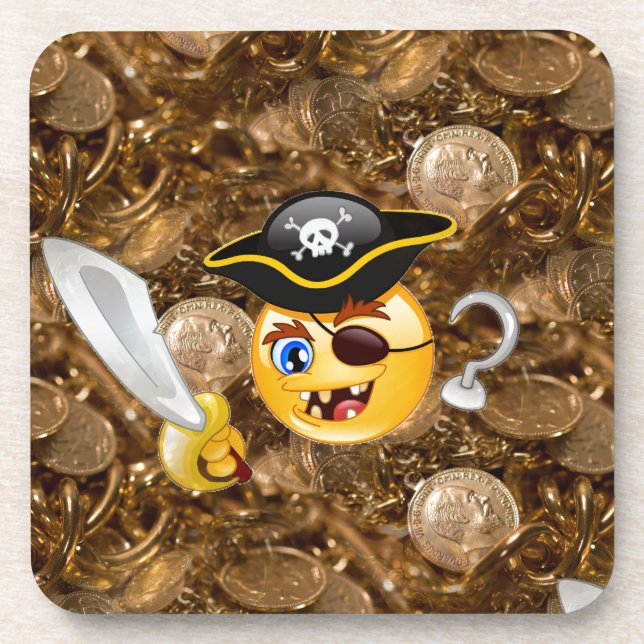 Schatz Pirate Emoji Getränkeuntersetzer (Vorderseite)
