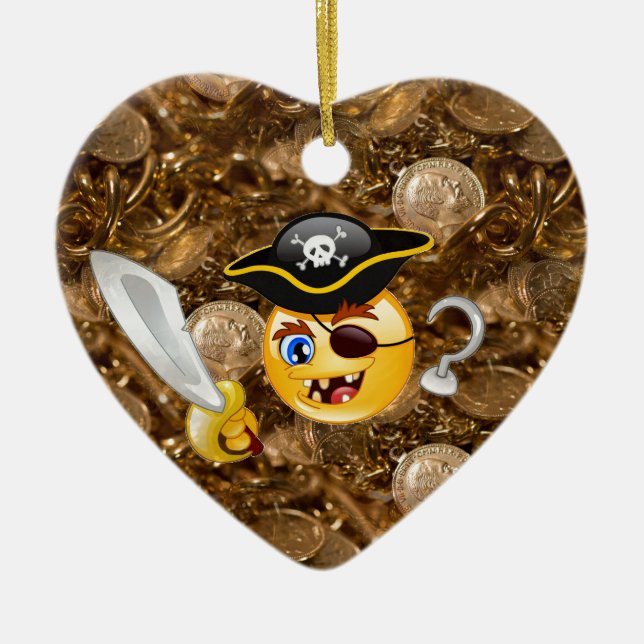 Schatz Pirate Emoji Keramikornament (Vorne)