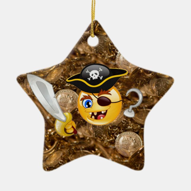 Schatz Pirate Emoji Keramikornament (Vorne)