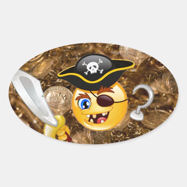 Schatz Pirate Emoji Ovaler Aufkleber (Vorderseite)