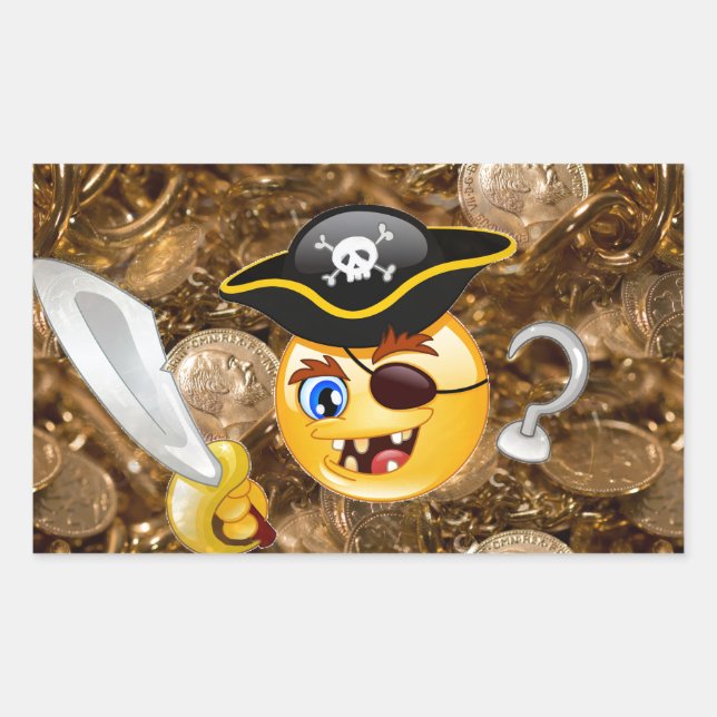 Schatz Pirate Emoji Rechteckiger Aufkleber (Vorderseite)