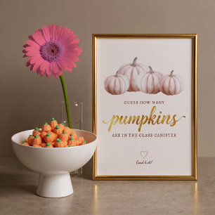 Schätz-Schild für Kürbisse Blush Herbst-Spiel Poster