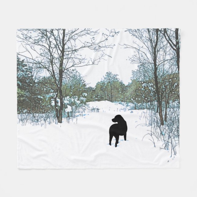 Schätze - Schwarzer Hund Kunst - Schwarzes Labor Fleecedecke (Vorderseite (Horizontal))