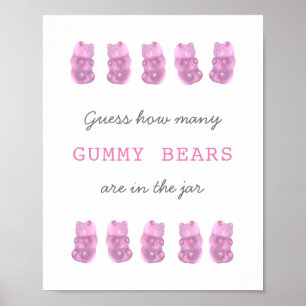 Schätze wie viele Gummibärchen Rosa Spiel Schild