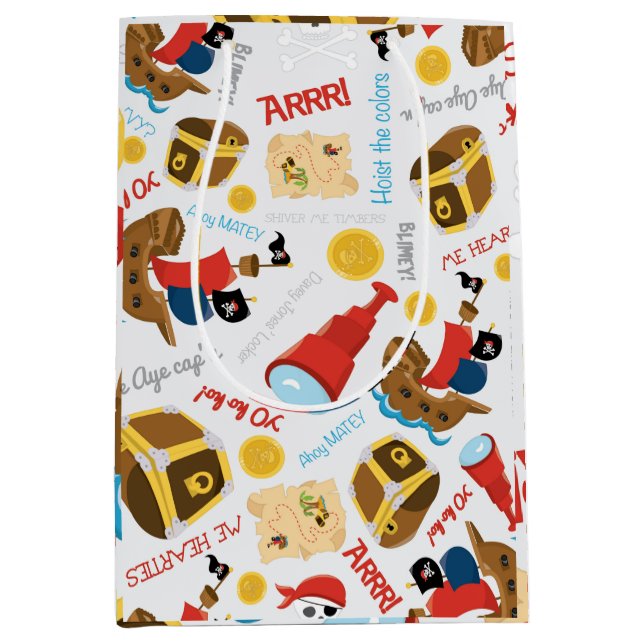 Schatzinsel Party Pirate Mittlere Geschenktasche Mittlere Geschenktüte (Vorderseite)