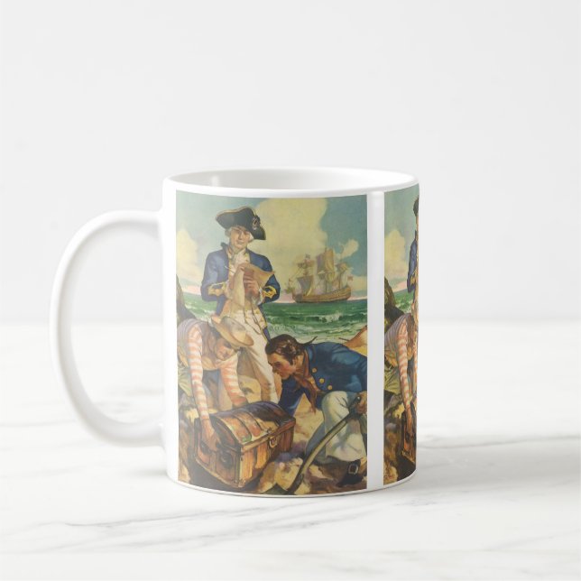 Schatzinsel, Piraten der Vintagen Märchen Kaffeetasse (Links)