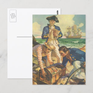 Schatzinsel, Piraten der Vintagen Märchen Postkarte