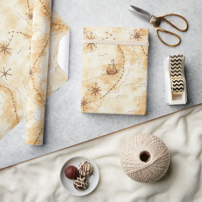 Schatzinselkarte Geburtstag Geschenkpapier (Kunsthandwerk)