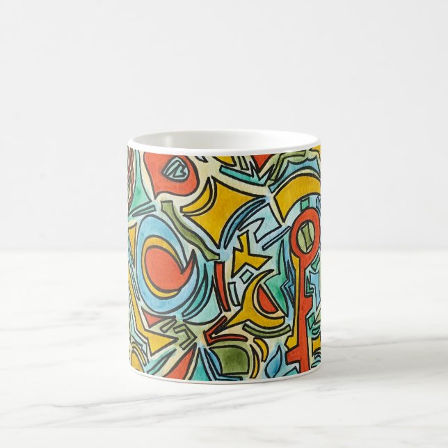 Schatzkiste - Handbemalte abstrakte Kunst Kaffeetasse (Mittel)