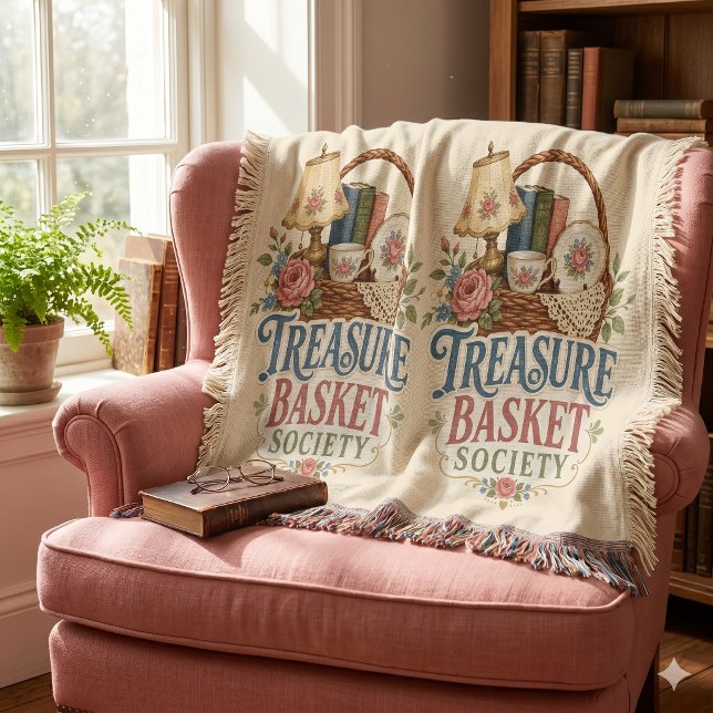 Schatzkorb Gesellschaft Cottagecore Decke (Treasure Basket Society Cottagecore Throw Blanket)