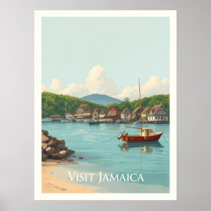 Schatzstrand, Jamaika – Vintage-Illustration Poster