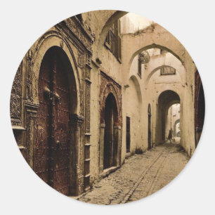 Schatzstraße, Tunis, Tunesien klassisches Photochr Runder Aufkleber