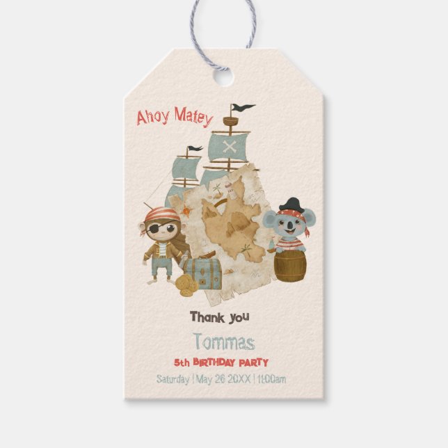 Schatzsucher Pirate Birthday Geschenkanhänger (Vorderseite)